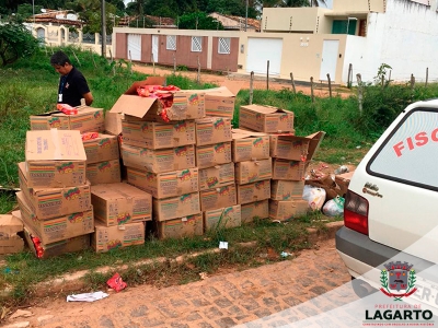 Vigilância Sanitária de Lagarto recolhe alimentos vencidos e descartados em via pública