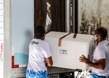 A Secretaria de Estado da Saúde distribui mais de 33 mil doses de vacina contra a Covid-19 aos municípios sergipanos