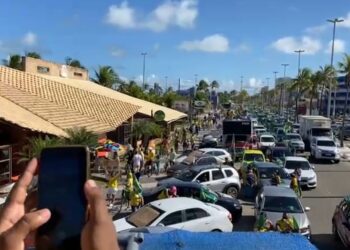 Manifestantes fazem ato de apoio ao presidente Bolsonaro em Aracaju, dos arcos da orla até o Calçadão da 13 de Julho