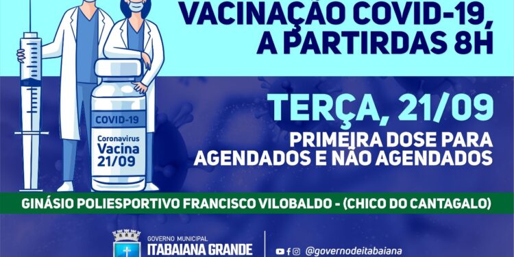 Itabaiana continua vacinação dos adolescentes de 15 a 17 anos, nesta terça-feira (21)