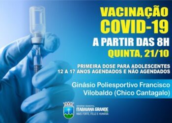 Imunização: Itabaiana vacina adolescentes de 12 a 17 anos sem comorbidades