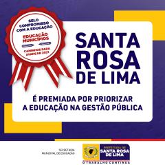 Santa Rosa de Lima é premiada por priorizar educação na gestão pública
