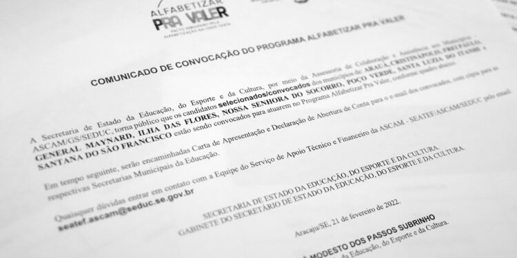 Seduc publica nova convocação do Programa Alfabetizar pra Valer