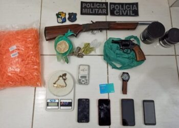 Policiais militares e civis apreendem drogas e duas armas de fogo após confronto com foragido da justiça na cidade de Lagarto