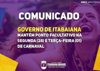 Governo de Itabaiana mantém ponto facultativo na segunda (28) e terça-feira (01) de Carnaval