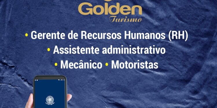 Golden Turismo abre vagas de emprego em Nossa Senhora da Glória