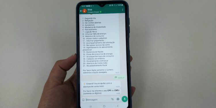 WhatsApp da Energisa agora oferece opção de abertura da conta digital Voltz