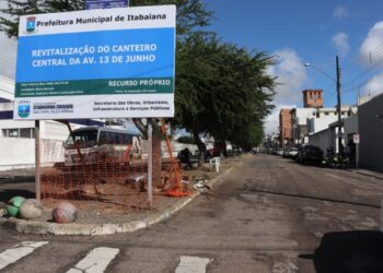 Governo de Itabaiana inicia revitalização do canteiro central da Avenida 13 de Junho