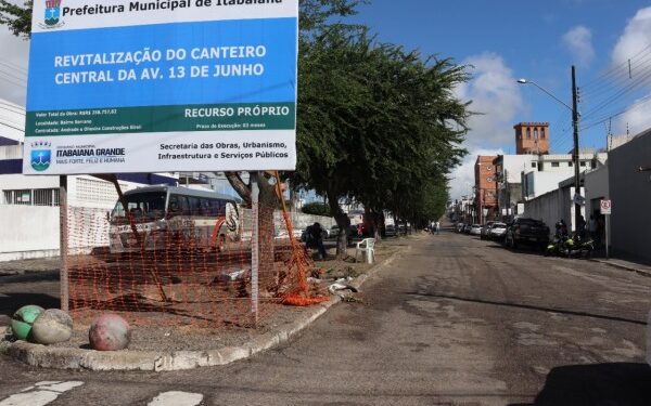 Governo de Itabaiana inicia revitalização do canteiro central da Avenida 13 de Junho