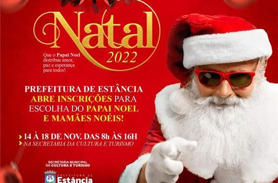 Prefeitura de Estância abre inscrições para escolha do Papai e Mamães Noéis