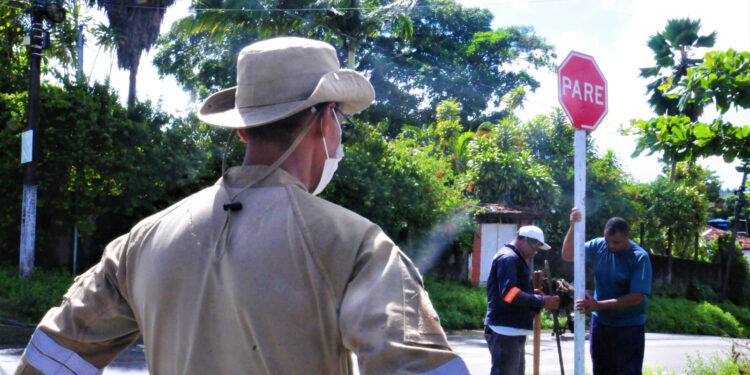 Equipe da SMTT implanta placas de sinalização em ruas do bairro Divinéia