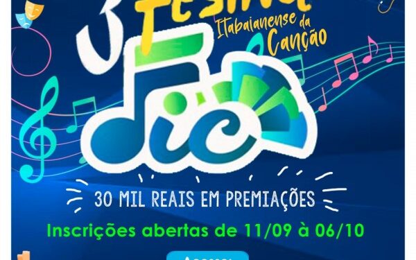 Inscrições para o 3º Festival Itabaianense da Canção (FIC) iniciaram na última segunda-feira, 11