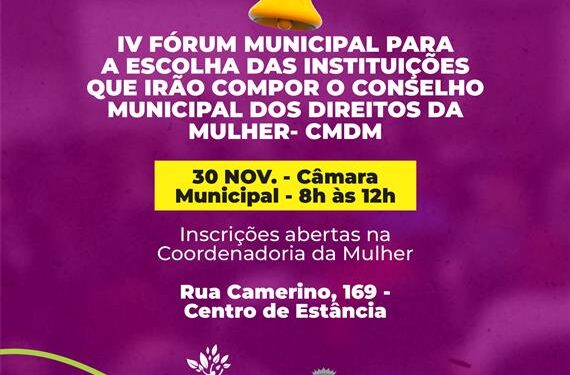 Prefeitura de Estância convoca entidades para escolha do Conselho Municipal dos Direitos da Mulher (CMDM)