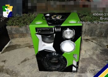 PM apreende equipamento de som após denúncia de perturbação do sossego no Bairro Santa Maria