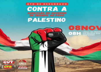 Ato pela Palestina Livre e em repúdio ao governador Fábio Mitidieri será nessa quarta-feira,  8