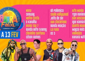 Barra Folia 2024: Com O Kanalha, Polêmico, Kannário e mais 21 atrações, Carnaval da Barra dos Coqueiros começa nesta sexta, 9
