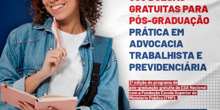 OAB/SE oferta 500 vagas gratuitas para especialização em Direito Trabalhista e Previdenciário