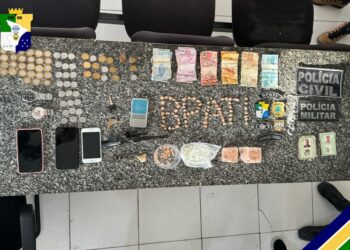 Ação conjunta resulta na prisão de uma mulher e na apreensão de arma e drogas em Boquim