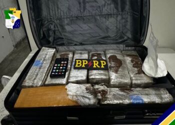 Polícia Militar apreende 17 tabletes de maconha dentro de ônibus de empresa de turismo