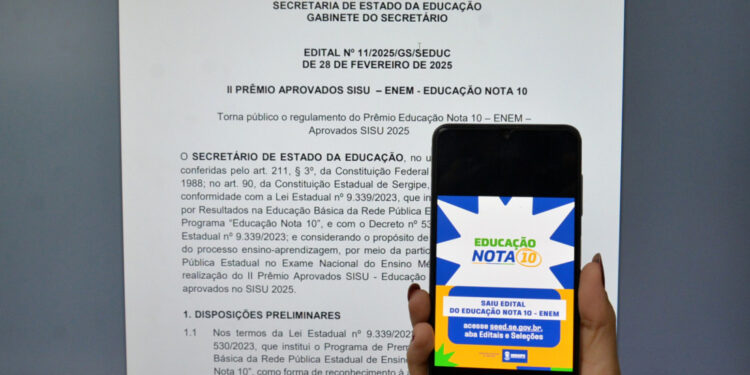 Secretaria de Estado da Educação divulga lista preliminar do Prêmio Educação Nota 10 na categoria Enem