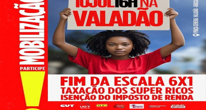 Ato na cidade de Aracaju cobra justiça fiscal e fim da escala 6×1