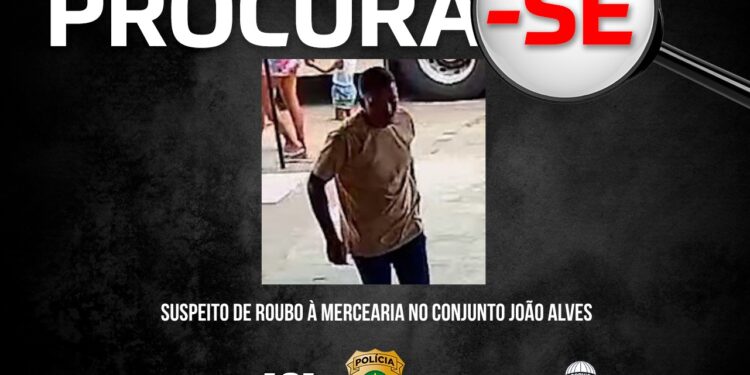 Suspeito de assalto a estabelecimento comercial tem imagem divulgada pela Polícia Civil em Nossa Senhora do Socorro