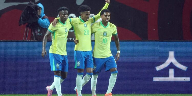 Com show de trio ofensivo, Brasil goleia a Coreia do Sul em amistoso